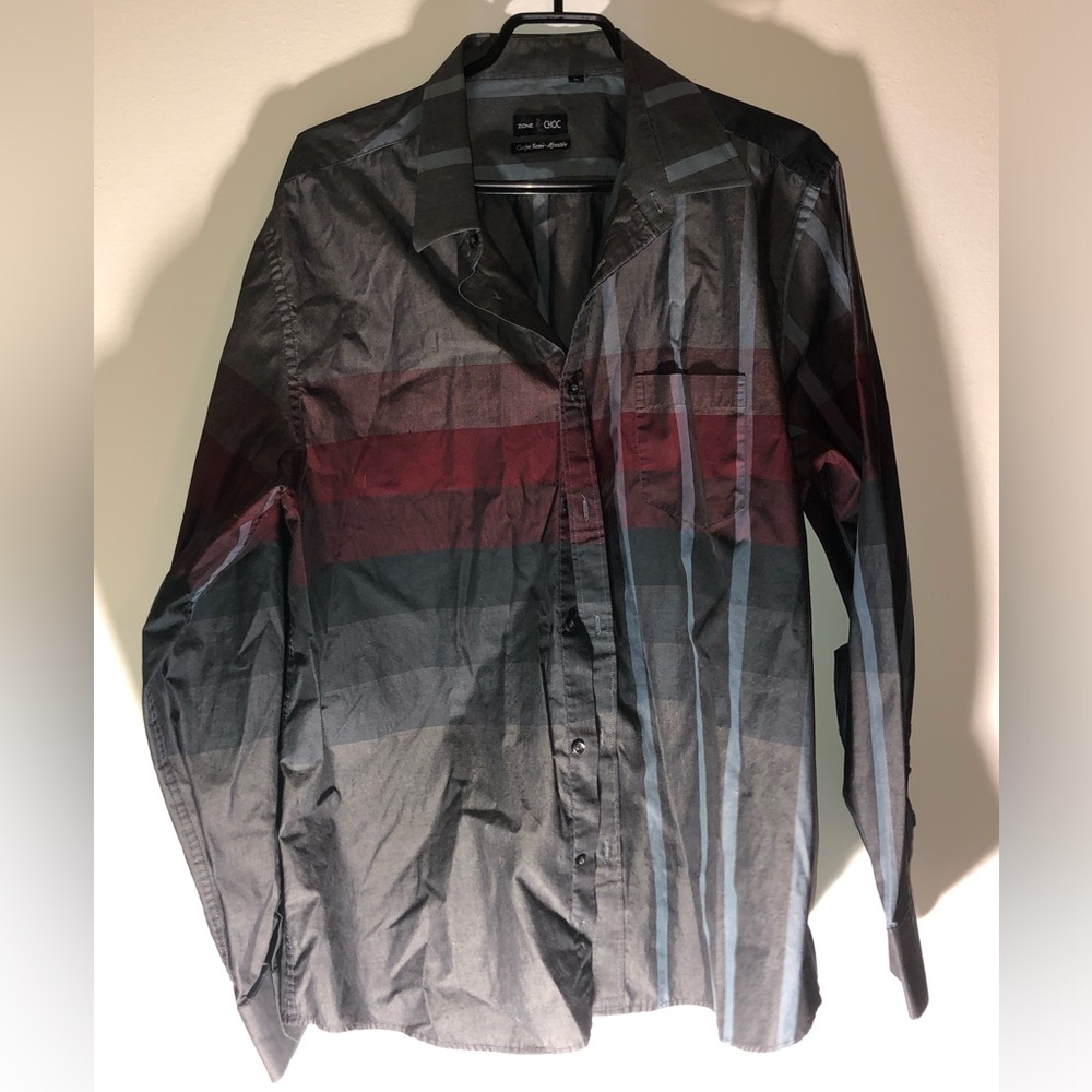H&M Men's Black and Red Striped Shirt Jacket